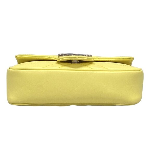 Auth GUCCI GG Marmont Quilted Leather Super Mini Bag 476433 Yellow Light Leather - Picture 6 of 16